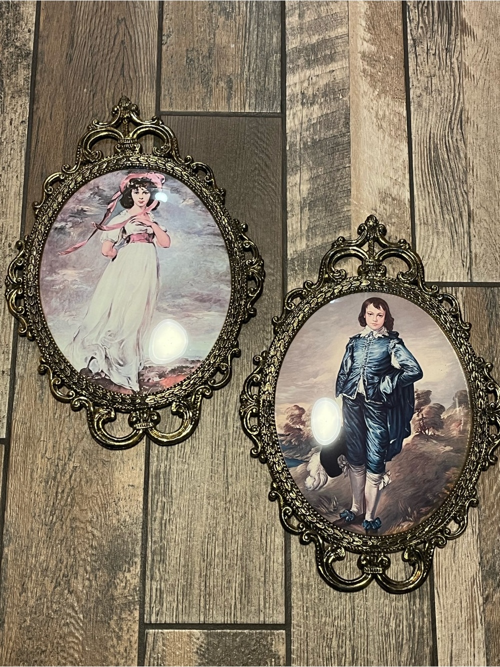 Ornate Gold Framed Vintage-Style Wall Art - Set of 2 (Pink & Blue)